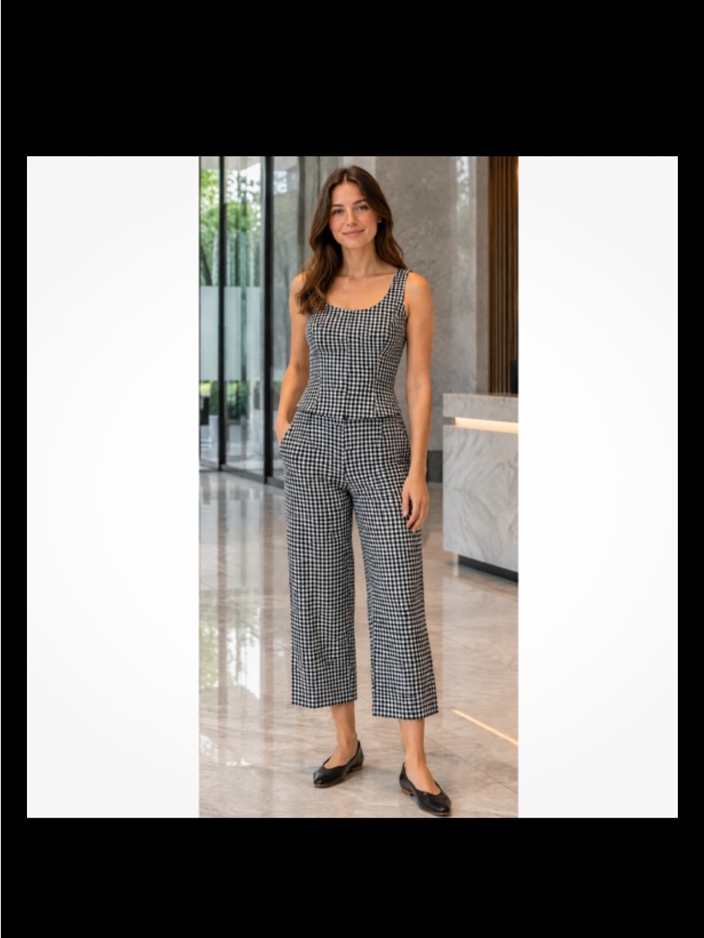 CAbi Bombshell Cropped Pants L (#6047) & Sleeveless Top XL (#6142) Set Gingham